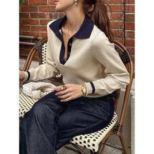 Women's Vintage Mohair <b>Cardigan</b> <b>Sweater</b> with Contrast Collar and Button Trim - Product Image 5