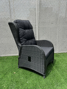 Modern Outdoor Rattan <b>Recliner</b> <b>Garden</b> <b>Chair</b> Cushioned Foam Seat Manual Operation Wicker Design UV Printed Farmhouse Apartment - Product Image 4