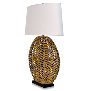 Lámpara de mesa de algas marinas tejida a mano sostenible rústica de gran oferta con diseño personalizable para decoración del hogar - Product Image 3