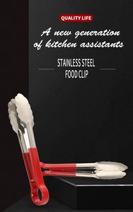 Vente en gros de pinces alimentaires en silicone multicolores et résistantes à la chaleur pinces de cuisine en acier inoxydable ensemble de cuisine pour la friture - Product Image 4