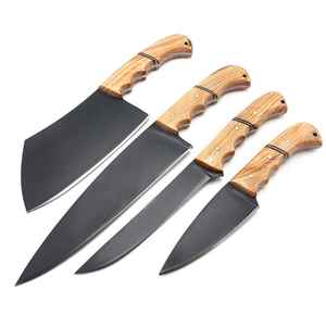 ชุดมีดดามัสกัสทำมือ4ชิ้นทำด้วยมือเหล็กคาร์บอนสูงสีดำเคลือบหนังม้วน - Product Image 6