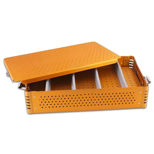 Plateau de stérilisation réutilisable en acier inoxydable double couche certifié CE conforme à la norme ISO 13485:2016 Classe I pour instruments chirurgicaux - Product Image 1