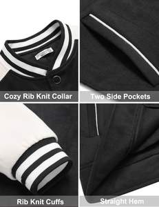 Chaquetas universitarias OEM para hombres y mujeres, chaquetas bomber con letras bordadas personalizadas, chaquetas de moda para equipos universitarios al por mayor - Product Image 3