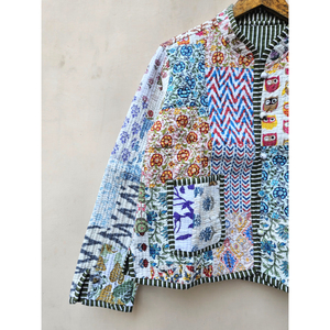 Indian handcrafted patchwork cotton quilted <b>jacket</b> with vibrant bohemian style <b>short</b> <b>jacket</b> women outwear winter <b>jacket</b> fit - Product Image 2