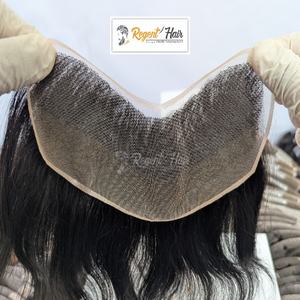 Vente en gros de postiche REGENT noué à la main de qualité supérieure pour homme Stock de cheveux humains à l'avant de la peau disponible style vague naturelle droite - Product Image 5