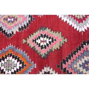 Alfombra Vintage de 5.5x9.3 pies, Alfombra Turca de Lana con Diseño Floral Rojo y Azul - Product Image 3