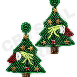 Pendientes de cuentas de perros Toro para mujer, Día conmemorativo patriótico, Material de tela de Color naranja, blanco y azul - Product Image 3