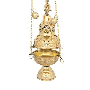 Quemador de incienso colgante de latón, Loban quemador, quemador Bakhoor, soporte Sambrani Dhoop Dani, acabado dorado para uso multiusos. - Product Image 3