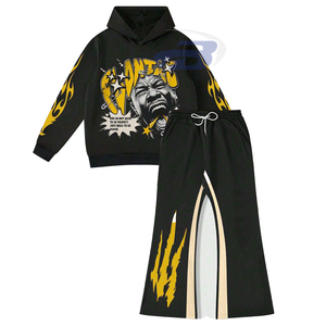 survêtements pour hommes Men's Winter Printed Breathable Lightweight Windproof Hoodie Jogger Pants Streetwear <b>Tracksuit</b> - Product Image 1