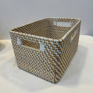 Panier rectangulaire de luxe en rotin naturel avec ficelle en PP, écologique et polyvalent pour le rangement - Product Image 3