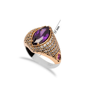 Bague en pierre d'améthyste en forme de Marquise pour femme, bijoux en argent Sterling 925 faits à la main, vente en gros - Product Image 2