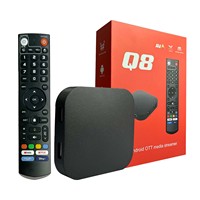 TV Box Q8 con Logotipo Personalizado, Android 14.0, Amlogic S905Y4, 4GB, 32GB, 4K HD, Smart TV Box, Wifi 5G, BT5.0, Control Remoto por Voz, Reproductor Multimedia, OEM