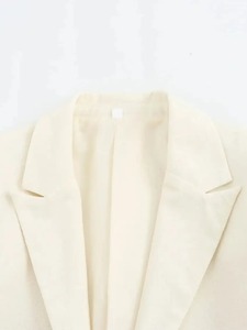 2025 Women's Casual Fashion Versatile Chic Coat Lapel Full Sleeve <b>Shoulder</b> <b>Padded</b> Waterproof Tie Crop Blazer Cotton - Product Image 4