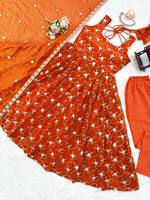Ensemble Anarkali Moderne de Boutique en Soie Fendy avec Broderie de Fil et de Paillettes, Idéal pour l'Hiver et l'Été, Célébrations, Mariages, Fêtes, Élégant