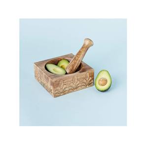 Ensemble de mortier et pilon en bois faits à la main moulin à épices naturel broyeur à herbes en bois outil de cuisine traditionnel pour graines d'herbes - Product Image 3