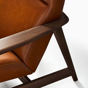 Rey Mid-century Lounge <b>Chair</b> Made of Quality Solid Teak Wood Frame and PU Leather <b>Cushion</b> with Walnut Finish for <b>Indoor</b> Use. - Product Image 5