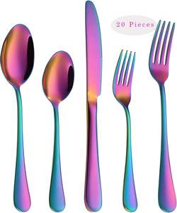 Multi Color PVD Color Coated Stainless Steel Cutlery Set <b>Mirrored</b> Stainless Material Durable for Daily Dining Special Occasions - Product Image 1