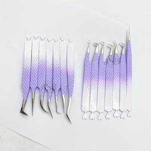 Ombre Hai Tone Nhật Bản Thép Không Gỉ Nhíp Lông Mi Tím Trắng Cao Nhãn Hiệu Riêng Bán Buôn Bền Vững Lông Mi Chỉ - Product Image 4