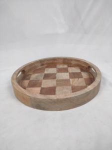 Bandeja Redonda de Madera Vintage Ecológica de 2 Piezas para Servir Aperitivos, Duradera, Hecha a Mano, para Fiestas y Cenas - Product Image 2