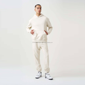 ชุดแทรคสูทแบบเรียบง่ายทรงโอเวอร์ไซส์สำหรับทุกเพศ สไตล์สตรีทแวร์ พร้อมโลโก้แบบกำหนดเอง ชุดเสื้อฮู้ดดี้และกางเกงขายาวสำหรับทุกเพศ - Product Image 3