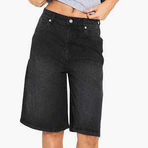 Look élégant délavé respirant long lavé Baggy femmes Jorts / Trendy femmes Denim Shorts décontracté Look noir Shorts pour l'été - Product Image 3