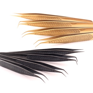 Pinces à cils professionnelles en fibre pour extensions de cils avec poignée diamantée, pinces de haute précision avec logo - Product Image 6