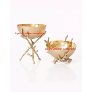 Quemador de incienso Bakhoor de latón pulido dorado de primera calidad, juego de cuencos decorativos con soporte de rama de asta, decoración del hogar, quemador Oud - Product Image 1