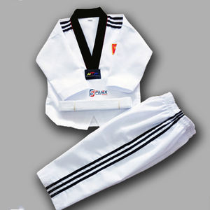 Venta al por mayor personalizado blanco Dobok Taekwondo uniformes profesional mejor calidad peso ligero traje Unisex para adultos Función de estiramiento - Product Image 1