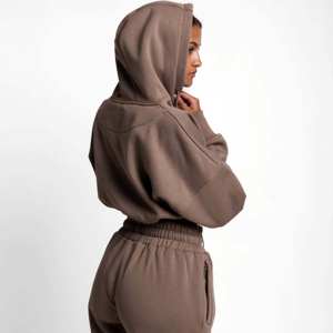 Vêtements en gros pour femmes, sweat-shirt à manches longues uni, sweat-shirt court pour femmes, sweat-shirt en coton, vêtements de sport, streetwear, sweat-shirt pour femmes - Product Image 6