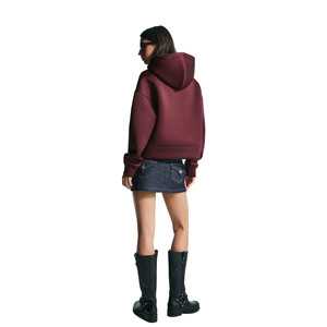 Sweat à capuche à épaules tombantes avec fermeture éclair en coton mélangé 100% personnalisable pour femmes, qualité supérieure pour la saison hivernale, impression numérique - Product Image 3