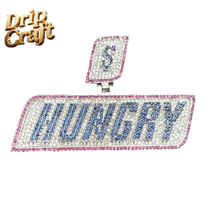 Pendentif Lettre 'Hungry' Bijoux Hip-hop pour Femmes et Hommes Argent 925 Plaqué Or 14K Pendentif Thématique de Luxe avec Moissanite - Product Image 3