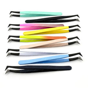 Pestañas con punta de fibra a granel, pinzas de volumen X finas, antifatiga para profesionales de artistas de pestañas, agarre de diamante, acero inoxidable - Product Image 1