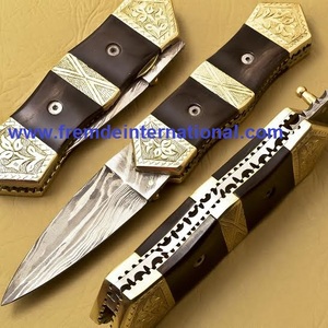 Cuchillo plegable de acero de Damasco hecho a mano y cuchillo plegable de bolsillo de refuerzo de Damasco de alta calidad - Product Image 2