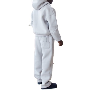 Custom Casual Boxy Fit Embroidered Silk Screen Printed Seamless Fusing Tracksuit Men Heavyweight Fleece Polyester Outerwear <b>Sets</b> - Product Image 3