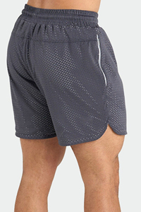 Short de fitness d'été en maille à motif solide pour hommes avec poche et vêtements de plage personnalisables Short de course teint en plaine - Product Image 5