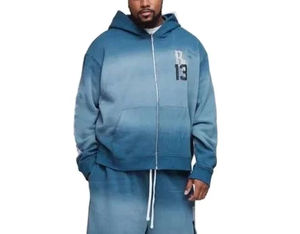 Ensemble de survêtement en molleton pour homme, taille plus, hiver, sweat-shirt à capuche et pantalon de survêtement, design personnalisé OEM, lavage à l'acide, 100% coton biologique - Product Image 4