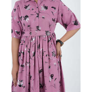 Robe en coton imprimée GOROU, coupe classique, respirante, design personnalisé, tenue décontractée pour les fêtes, pour les grandes tailles, XS, taille unique, naturelle - Product Image 2