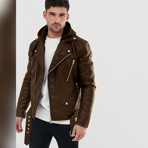 Nouvel arrivage Veste en cuir personnalisée, de couleur marron, élégante pour l'hiver Vestes de moto de bonne qualité pour hommes - Product Image 5
