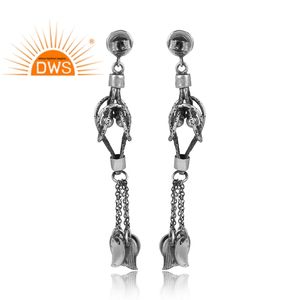 Pendientes largos de plata esterlina oxidada más vendidos, joyería personalizada para mujer, regalo para ella - Product Image 1