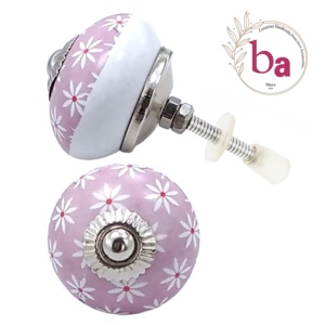 Boutons en céramique à fleurs roses de design industriel pour la cuisine, la chambre, le salon, la salle à manger, la commode et les tiroirs. - Product Image 1