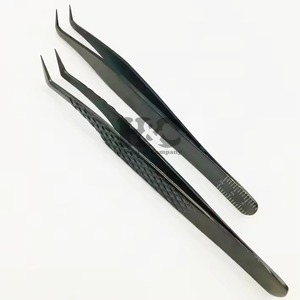 Top Trend Black Ruler Eyelash Tweezer Custom Tweezer for Eyelash Extension Private Label Logo Packing Eyelash Tweezers