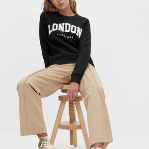 Sweat-shirt femme oversize teint uni unisexe coton sweats à capuche coréens sweats ras du cou vierges logo personnalisé hauts pullover - Product Image 5