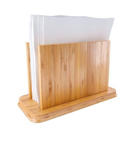 Rustic Wood Napkin Holder and <b>Caddy</b> Square Tissue Box Kitchen Rectangle Wooden Bamboo for Restaurant <b>Bar</b> - Product Image 2