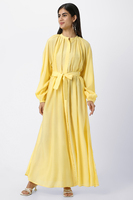 Robe longue en organza lavable pour femme, coupe droite, col rond, à nouer, idéale pour les fêtes décontractées printemps-été – Nouvelle collection très prisée