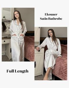 Ekouaer-Batas de satén suaves y ligeras para mujer, vestidos informales de longitud completa con mangas largas para fiestas de boda y ocasiones informales - Product Image 4