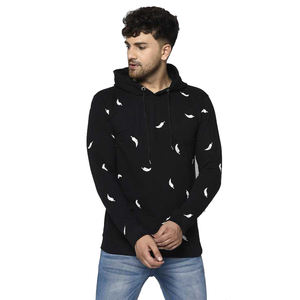 Venta al por mayor de sudaderas con capucha de los hombres adultos de color negro pulóver de manga larga ropa casual sudaderas con capucha con diseño impreso personalizado - Product Image 1