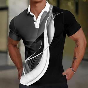 Nouveau polo imprimé en 3D 100% coton pour hommes hauts décontractés à manches courtes t-shirts surdimensionnés colorés - Product Image 6