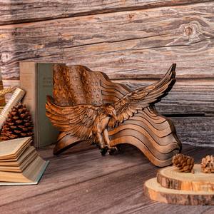 Drapeau américain avec aigle à tête blanche Art mural en bois, décor patriotique en bois sculpté en 3D pour la maison et le bureau, arrangement de table - Product Image 2