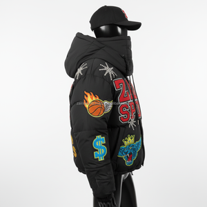 Chaqueta acolchada de Invierno para mujer con estilo, tela de poliéster de alta densidad bordada con logotipo personalizado, chaqueta acolchada negra cálida para mujer - Product Image 3