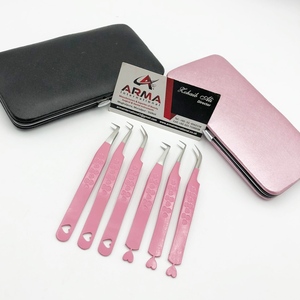 Pince à épiler d'extension de cils en acier inoxydable à revêtement rose de haute qualité conception personnalisée forte adhérence durable cils à pointe pointue - Product Image 1